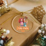 Spersonalizowana ozdoba akrylowa Besties Cartoon Girls z imieniem i tekstem Ozdoba na choinkę Prezent świąteczny dla dziewczynek i przyjaciółek