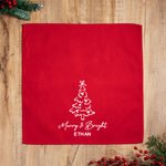 Personalized 100% Cotton Merry Christmas Burgundy Reusable Table Napkin with Name and Festive Icon Table Decor Christmas Gift for Family