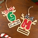 Personalized Reindeer Wooden Money Holder Ornament with Initial Name and Year Home Decor Christmas Gift for Kid Family