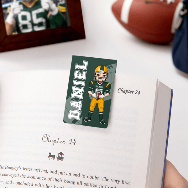 Personalizzato Cartoon Character Football Magnetic Bookmark Clip con nome e numero Regalo di Natale per gli amanti del calcio