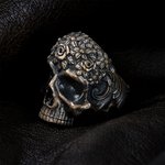 Personalised Gothic Rose Skull Ring with Inside Engraving Biker Jewellery Birthday Anniversary Gift for Men Gothic Lovers Motorbike Lovers