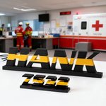 Personalised 3D-Printed Coloured Line Number Name Plate Desk Decor Memorial Appreciation Retirement Gift for Police Firefighter Officer