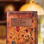 Personifierad Retro Floral Spell Book PU läder flip plånbok telefonfodral för iPhone Samsung med namn Födelsedagspresent för bokmalar