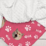 Henkilökohtainen Paw Print Fish Bones Pet Photo Pehmeä lemmikkieläinten peitto nimellä Home Decor Syntymäpäivä Joululahja lemmikkieläinten omistajille ystäville Lovers 6