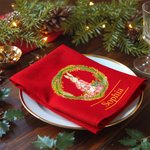 Personalized Peter Rabbit Christmas Wreath 100% Cotton Red Reusable Napkin with Name Table Decor Christmas Gift for Family Women Kids