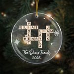 Personalised Snowflake Crossword Puzzle Art Acrylic Christmas Ornament with Text and Year Home Tree Decor Christmas Gift for Family Friends