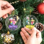 Spersonalizowana ozdoba akrylowa Besties Cartoon Girls z imieniem i tekstem Ozdoba na choinkę Prezent świąteczny dla dziewczynek i przyjaciółek