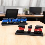 Personalised 3D-Printed Coloured Line Number Name Plate Desk Decor Memorial Appreciation Retirement Gift for Police Firefighter Officer
