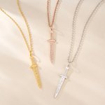 Personalised Sword Design Necklace Dainty Jewellery with Viking Name Daily Wear Birthday Gift for Women
