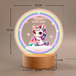 Personalisiertes Regenbogen Einhorn LED-Nachtlicht mit Initiale Namen und Holzsockel Kinderzimmer Haus Deko Geburtstag Geschenk für Mädchen Kinder