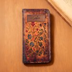 Personifierad Retro Floral Spell Book PU läder flip plånbok telefonfodral för iPhone Samsung med namn Födelsedagspresent för bokmalar