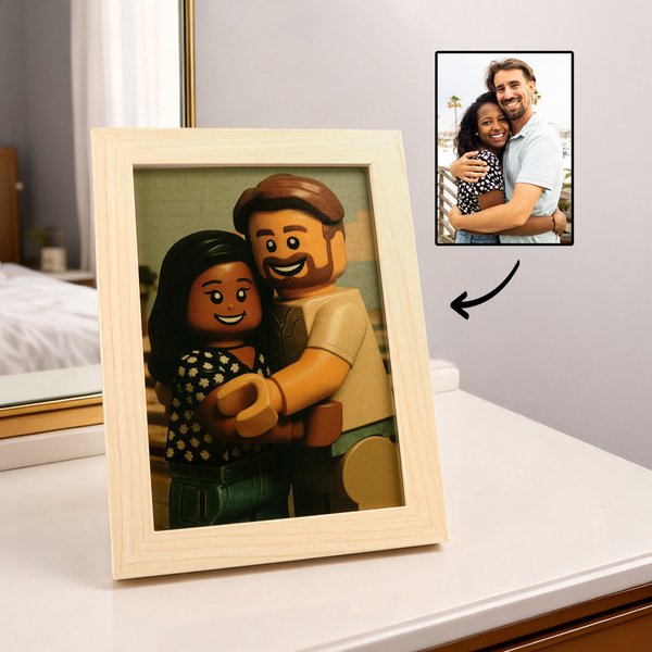 Personalisierte Pixel Block-Stil Portrait Kunst Fotorahmen Home Decor Geburtstag Jahrestag Geschenk für Familie