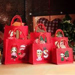 Personalised Snowman Cartoon Character Large Red Burlap Tote Bag with Name and Initial Party Favor Christmas Gift for Kids Adults