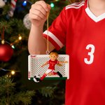 Personalized Cartoon Soccer Character Handmade 3D Ornament with Name Text and Number Christmas Game Day Team Gift for Soccer Player Lover