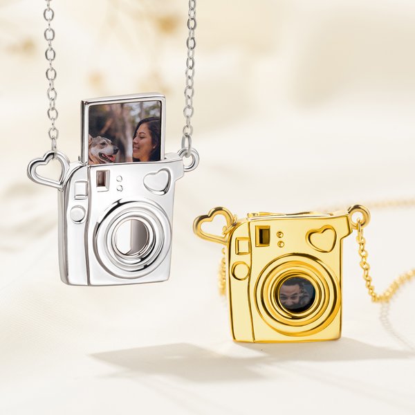 Personalised Mini Pull-Out Camera Locket Necklace with Photo Anniversary Birthday Gift for Photography Lovers