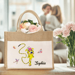 Personlig søt Marsupilami Jute Tote Bag med navn Bursdag Julegave til venner | Callie × Marsupilami®