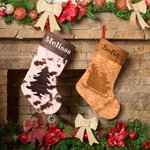 Personalised Western Cowboy Farmhouse Plush Christmas Stockings with Name and Red Hang Loop Festival Decor Christmas Gift for Family Friends
