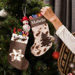 Personalised Western Cowboy Farmhouse Plush Christmas Stockings with Name and Red Hang Loop Festival Decor Christmas Gift for Family Friends