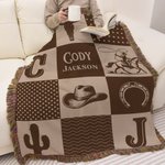 Personlig Western Cowboy Plaid Mykt babyteppe med navn og dusker Bursdag Baby Shower Gave til nyfødte Nye foreldre