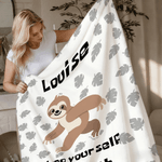 Personalised Multicolour Cute Sloth Design Soft Throw Blanket with Name and Text Mother's Day Birthday Christmas Gift for Kid Her