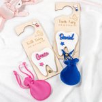 Tooth Fairy Gifts Personalised Tooth Fairy Door Hanger | Custom First Tooth Holder with Money Slot & Bag | Magical Childhood Gift for Boys & Girls