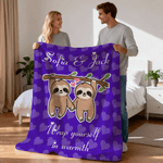 Personalised Multicolour Cute Sloth Design Soft Throw Blanket with Name and Text Mother's Day Birthday Christmas Gift for Kid Her