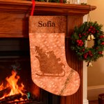 Personalised Western Cowboy Farmhouse Plush Christmas Stockings with Name and Red Hang Loop Festival Decor Christmas Gift for Family Friends