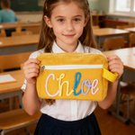 Personalised Butterfly Lollipop Yarn Name Corduroy Pencil Case School Supplies Back to School Birthday Gift for Kids