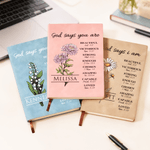 Personalized God Says Birth Flower Bible Verse A5 Notebook with Name Christmas Birthday Gift for Women Christians