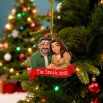 Personalized 3D Cartoon Photo Acrylic Christmas Ornament with Text Home Decor Christmas Gift for Family Friends