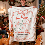 Personalisierte Hand gezeichneten Stil weiche Decke mit Namen und Datum Housewarming Party Weihnachtsgeschenk für Familie Freunde