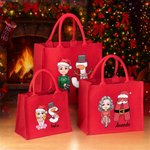 Personalisierte Cartoon-Charakter Rote Tragetasche mit Namen Schnee- und Weihnachtsmann Initialen Party Weihnachtsgeschenk für Kinder Familie Freunde