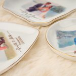 Gepersonaliseerde aquarel schilderij stijl foto keramische sieraden schotel met tekst en datum bruiloft verloving jubileum cadeau voor echtparen pasgetrouwden