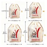 Personalized Santa Claus Canvas Drawstring Gift Bag with Name and Initial Christmas Gift for Kids Family
