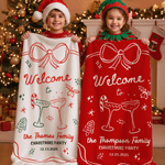 Personalisierte Hand gezeichneten Stil weiche Decke mit Namen und Datum Housewarming Party Weihnachtsgeschenk für Familie Freunde