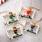 Personalized Cartoon Soccer Character Handmade 3D Ornament with Name Text and Number Christmas Game Day Team Gift for Soccer Player Lover