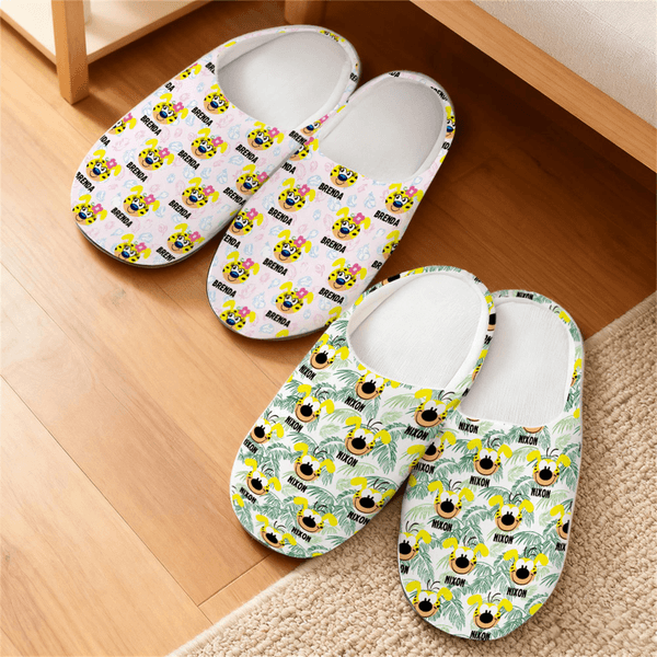 Pantofole personalizzate a coda lunga di leopardo Marsupilami 100% cotone con nome Regalo di Natale e compleanno per bambini, donne, uomini | Callie × Marsupilami®