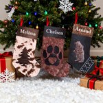 Personalised Western Cowboy Farmhouse Plush Christmas Stockings with Name and Red Hang Loop Festival Decor Christmas Gift for Family Friends