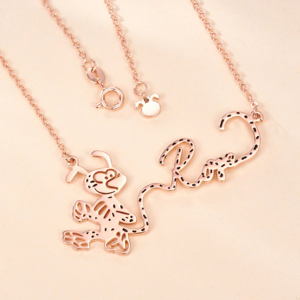 Personalized Long Tailed Marsupilami Shape Necklace with Name Anniversary Birthday Gift for Women Girls | Callie × Marsupilami®