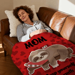 Personalised Multicolour Cute Sloth Design Soft Throw Blanket with Name and Text Mother's Day Birthday Christmas Gift for Kid Her