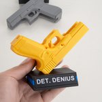 Personalized 3D Printed Pistol Card Holder Plaque with Name Office Desk Decor Appreciation Birthday Gift for Police Veterans Gun Lovers