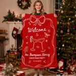 Personalisierte Hand gezeichneten Stil weiche Decke mit Namen und Datum Housewarming Party Weihnachtsgeschenk für Familie Freunde