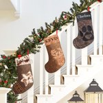 Personalised Western Cowboy Farmhouse Plush Christmas Stockings with Name and Red Hang Loop Festival Decor Christmas Gift for Family Friends