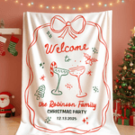 Personalisierte Hand gezeichneten Stil weiche Decke mit Namen und Datum Housewarming Party Weihnachtsgeschenk für Familie Freunde