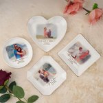 Gepersonaliseerde aquarel schilderij stijl foto keramische sieraden schotel met tekst en datum bruiloft verloving jubileum cadeau voor echtparen pasgetrouwden