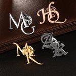 Personlig Initials Lapel Pin Brosch Kostym Accessoar Bröllop Jubileum Present för brudgummen Best Man