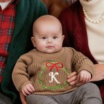 Personalised Christmas Wreath Sweater with Embroidered Name Birthday Baby's 1st Christmas Gift for Newborns New Parents