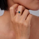 Personalised Double Hearts Birthstone Ring Dainty Jewellery Birthday Anniversary Gift for Women