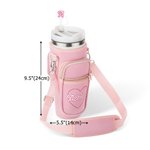 Personalized Pink Doll Style Water Bottle Carrier Bag for 40oz Stanley Tumbler with Straw Topper Pouch and Adjustable Strap Birthday Gift for Her