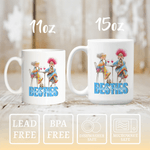 Personalized Watercolour Style Character Besties 11 oz 15 oz Ceramics Mug with Name and Year Birthday Christmas Gift for Friend Besties